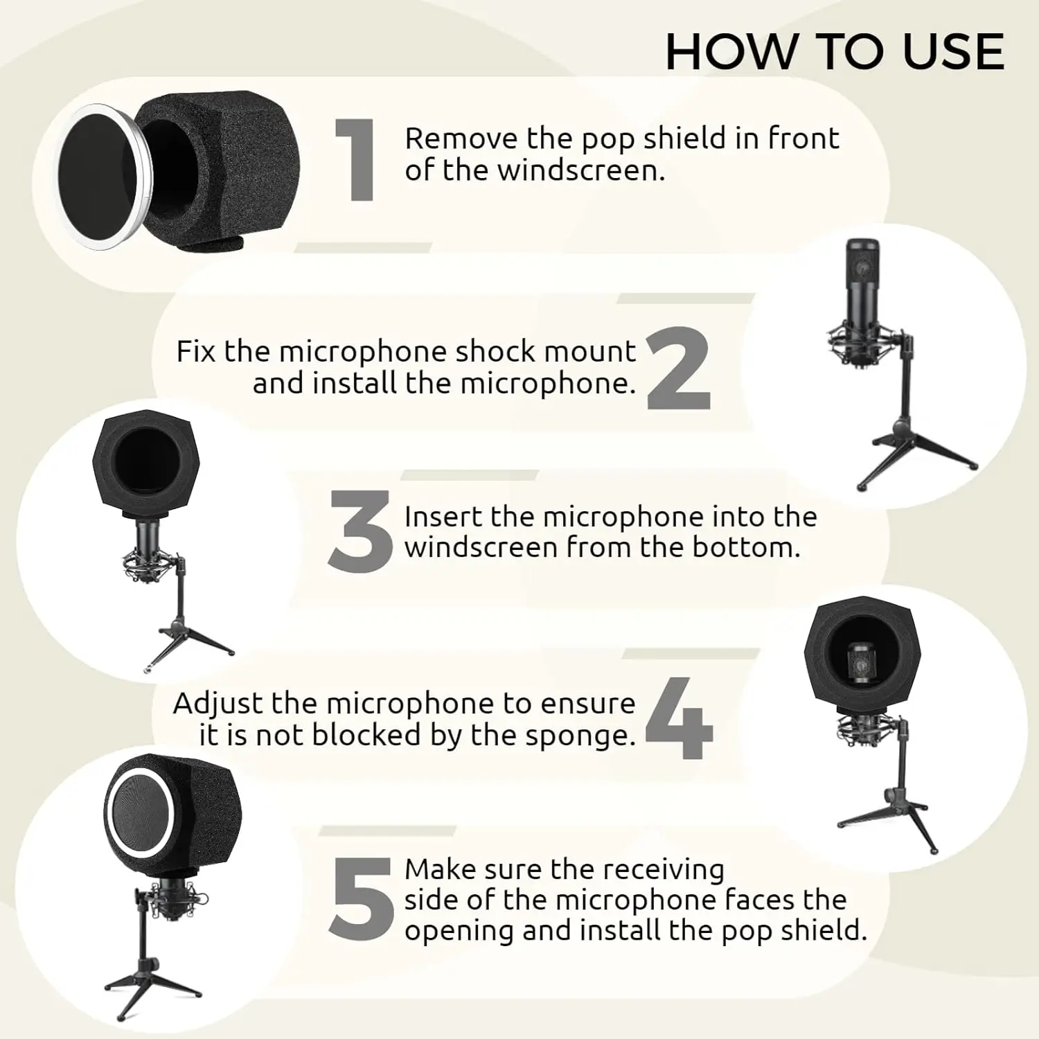 G-MARK F2 Microphone Wind Shield Pop Filter Isolation Ball Acoustic For Record Studios Mic