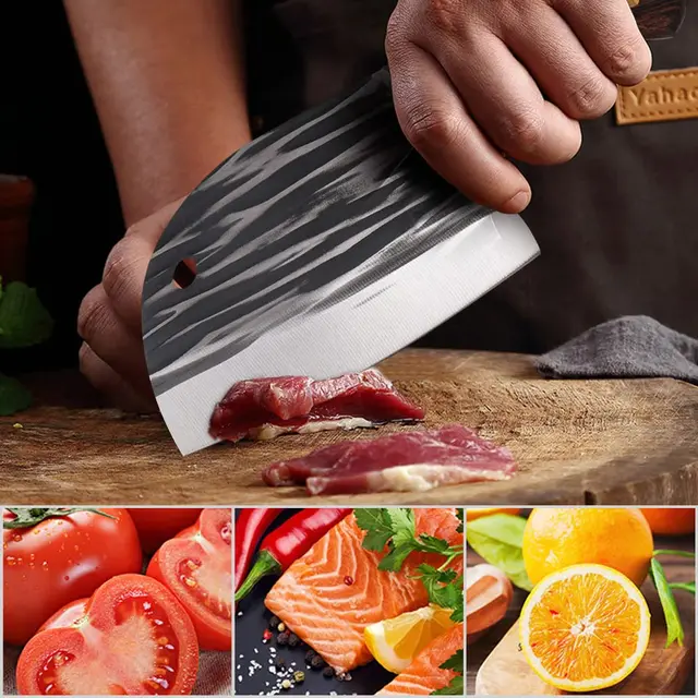 Upgrade High Carbon Steel Meat Cleaver Knife Heavy Duty Dragon Bone Heavy Cutting Knife Premium