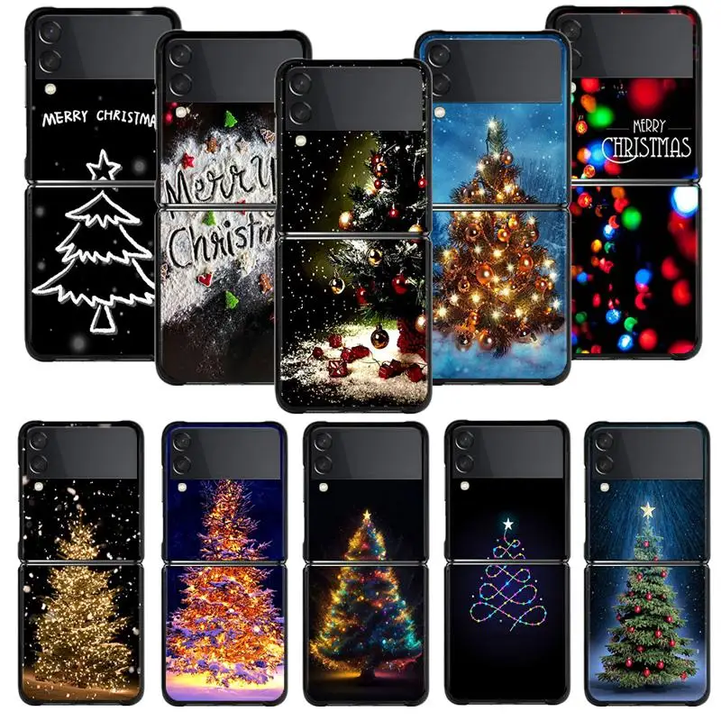 Custodia Per Telefono Per Samsung Galaxy Z Flip 5 Z Flip 4 Z Flip3 5G Shell Per Galaxy Z Flip Hard Cover Happy Merry Christmas Tree