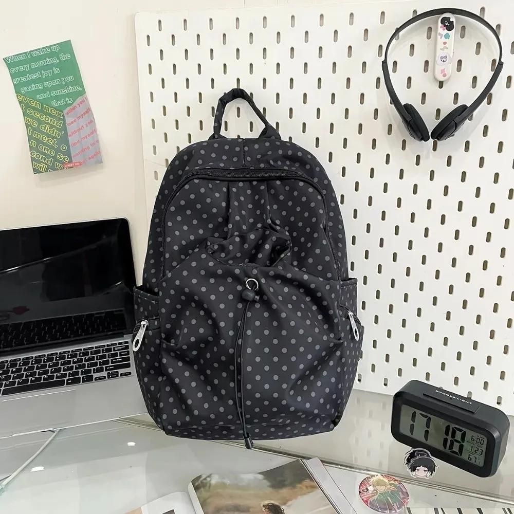 Korean Style Polka Dot Women's Backpack Lightweight Nylon Backpack Bag School Bag For Students Travel Use 1