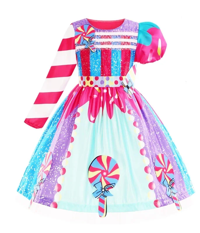 Lollipop Kostüm Fee Halloween Süßigkeiten Rollenspiel Dress up Kind Karneval Purim Prinzessin Mädchen Party Kleider Nette Vestidos Regenbogen – Detail 17