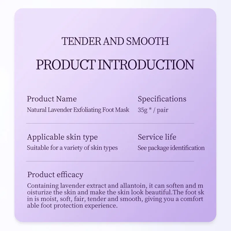 SADOER Lavender Foot Mask Moisturizing Foot Peeling Mask Anti-aging Exfoliating Feet Pedicure Exfoliant Feet Skin Care
