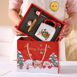Holiday Ceramic Mug Gift Set with Lid and Spoon - 400ML (01)