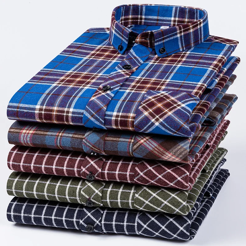 

Plus size 9xl 100%cotton sanding long-sleeve shirts for men slim fit casual plain shirt soft designer plaid streetwear clothes