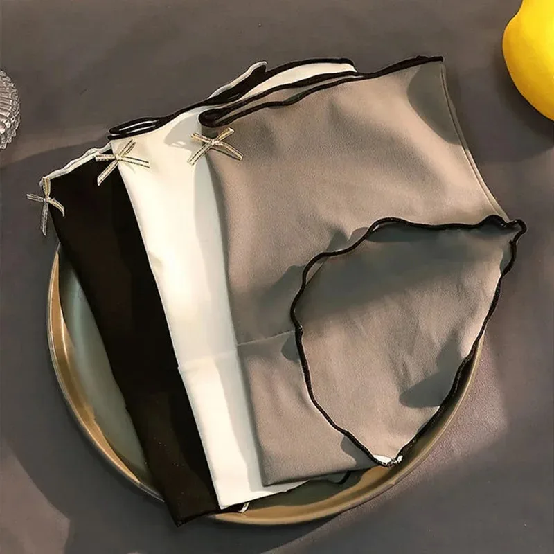 2/4pcs Ultra-Thin Ice Silk Triangle Women's Underwear Seamless Ladies Mid-Waist Briefs Comfortable Breathable Ladies Panties