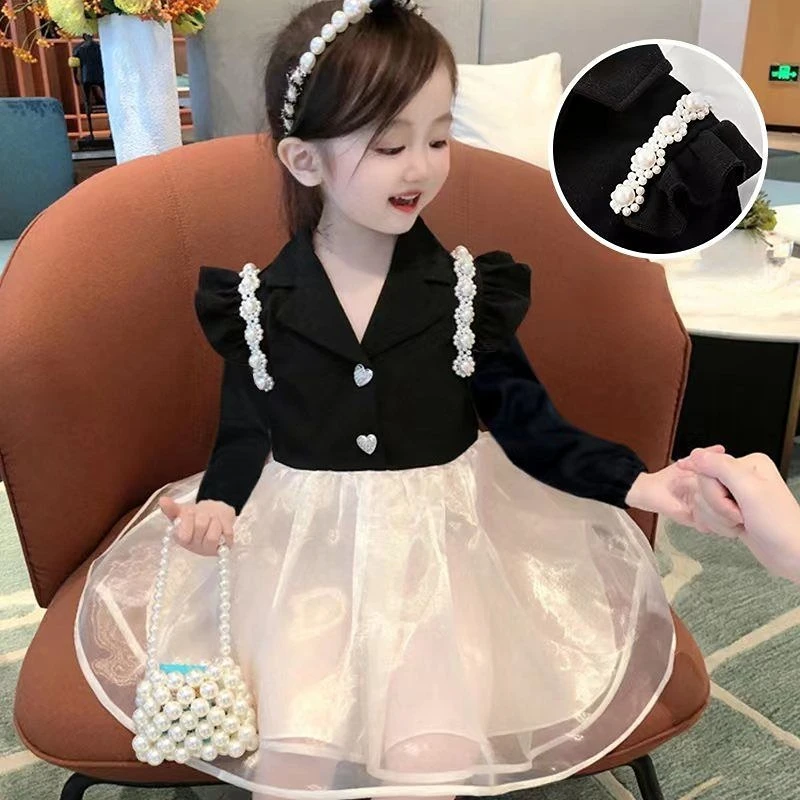 

Toddler Baby Girl Dress 2023 Autumn New Sweet Style Long Sleeve Princess Dress Plaid A-line Skirt Kid Clothes Baby Vestido Q121