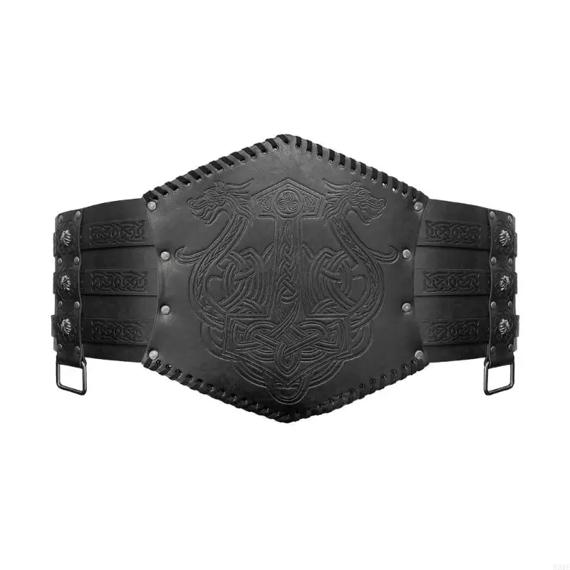 92ME Medieval Leather Belt Knight Corsets Belt Embossed Wide