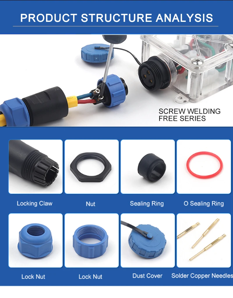 LP28/SP28 IP68 Wasserdichter hinterer Mutteranschluss 2/3/4 Pin Schrauben Verbindungssteckdose Elektrischer Draht Kabel Luftfahrtanschlüsse – Detail 9