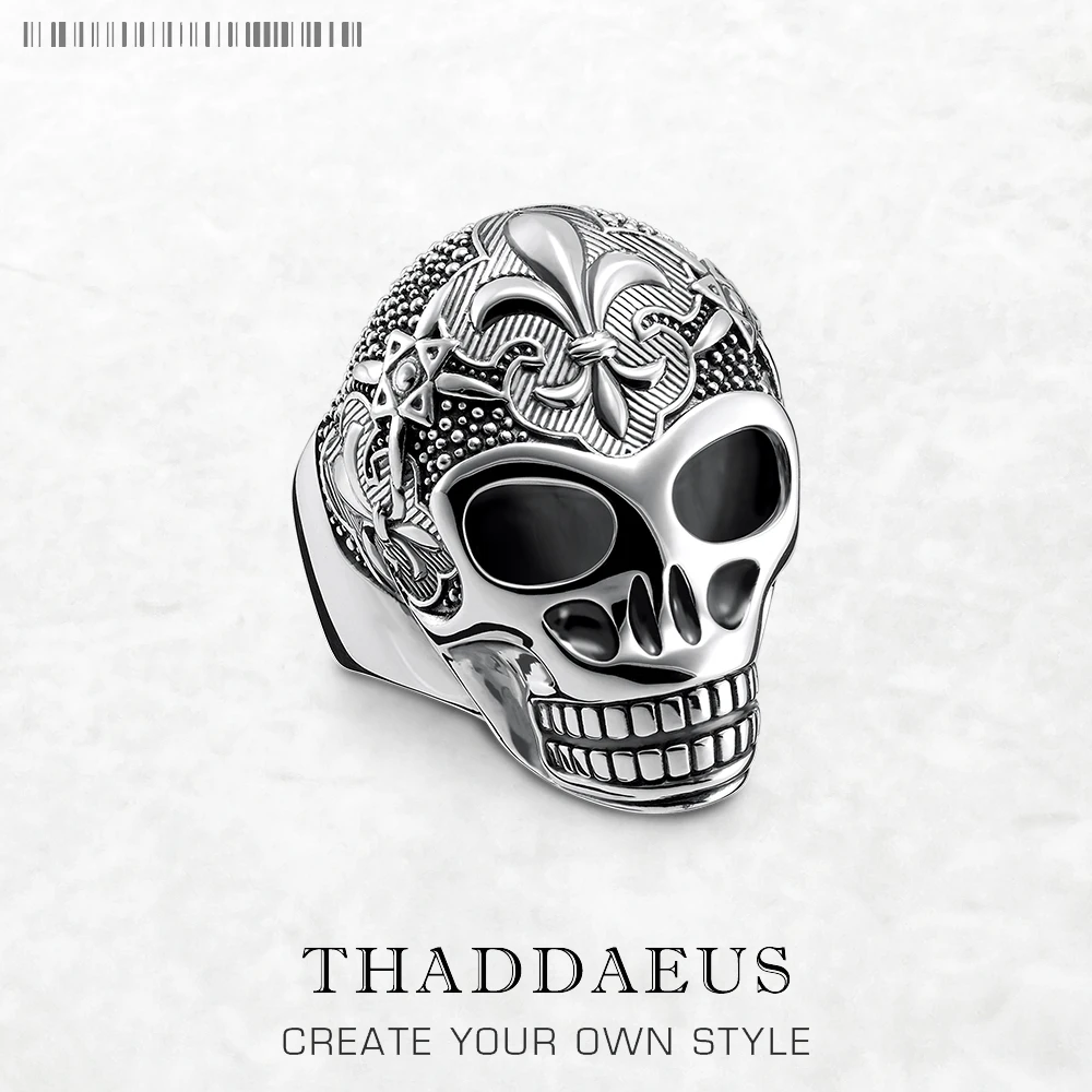 Blackened Lily Skull Ring