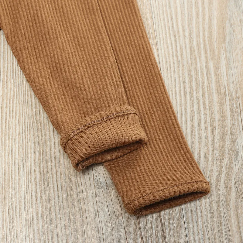 2Pcs Solid Children Pajamas Sets Ribbed Knitting Boys Girls Pyjamas Pullover+Pants Cotton Clothes Korean Kis Sleepwear Tracksuit