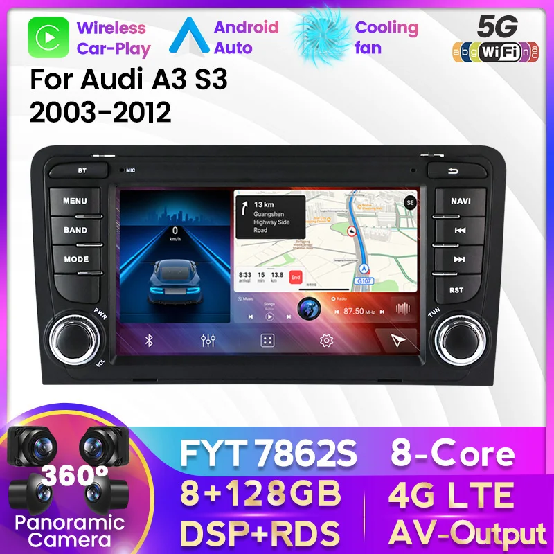 

128G ROM Android 11 Car Radio Multimedia Player For Audi A3 8P 2003-2012 S3 2006-2012 RS3 Sportback 2011 Carplay RDS Car Stereo