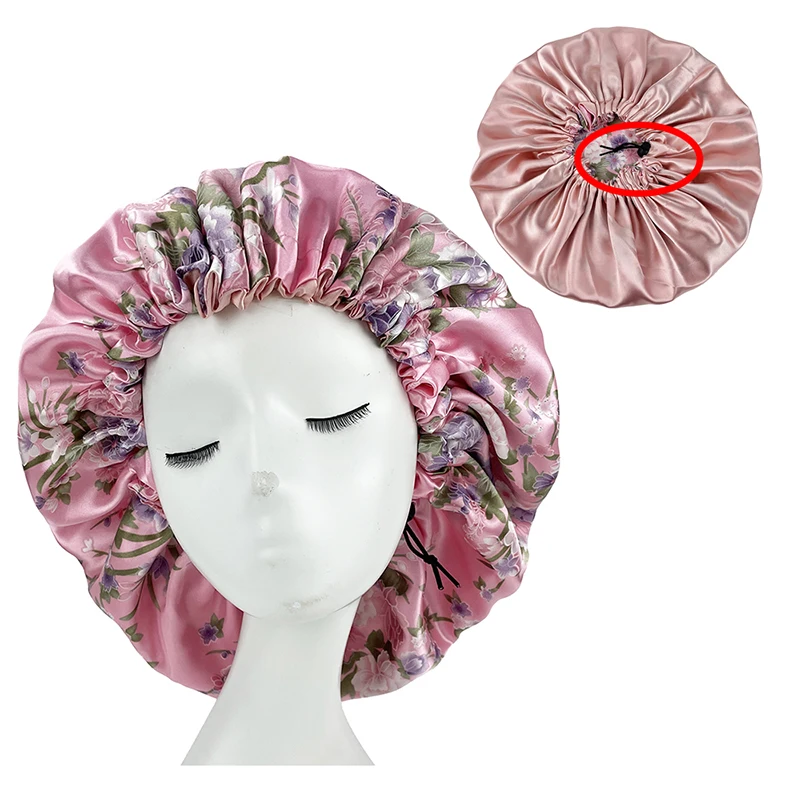 Europe and America Bonnet Women Night Sleep Cap Satin Lining Soft Extra Large Head Wear Lady Headwrap Hair Care Hat Wholesale 3