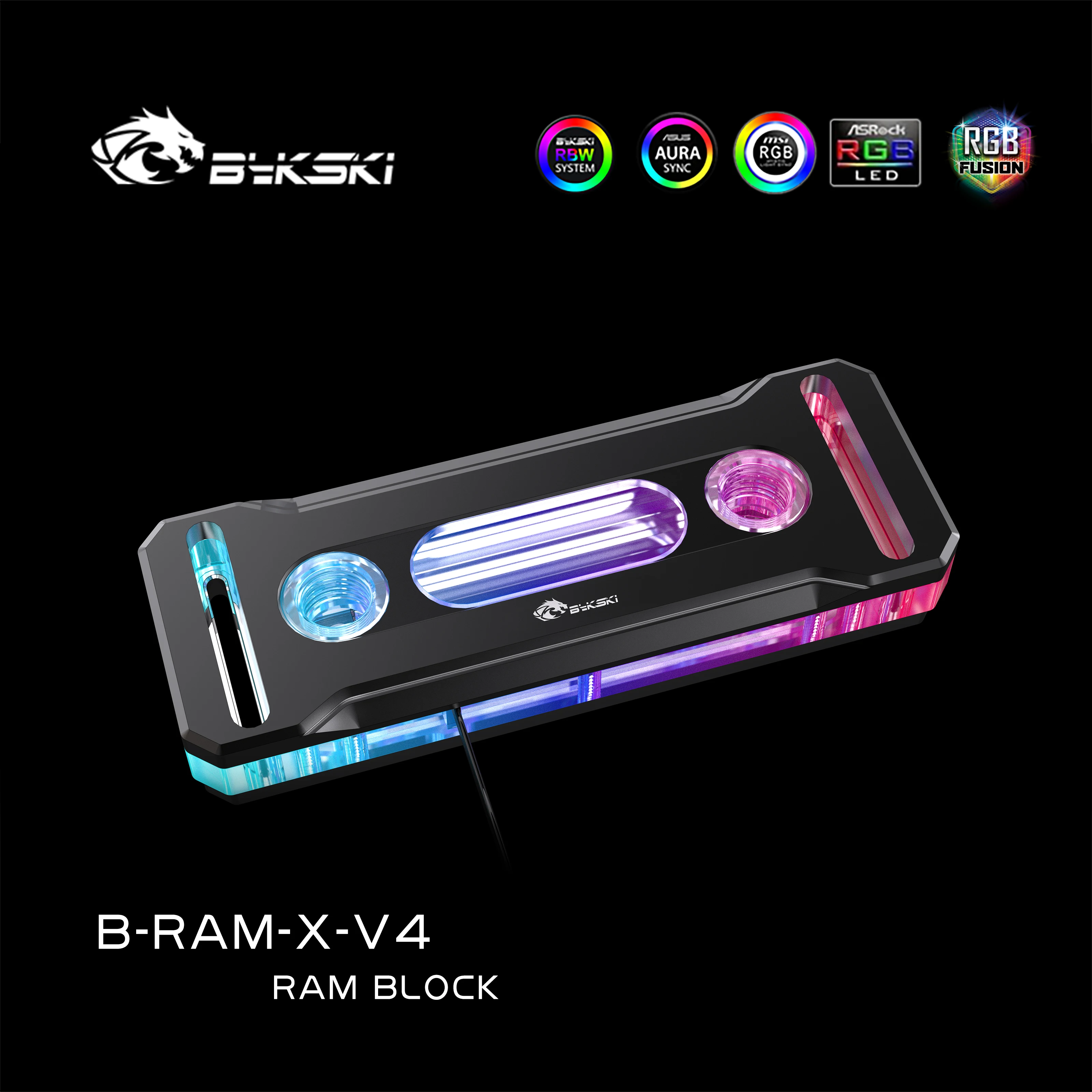 Bykski-ram Rgb Cpu Cooler Dissipadores Ram Uso de Memória Ddr4 Bloco de Resfriamento de Água para Dual Channel Ram Refrigerado Rgb Radiator Copper - Imagem 3