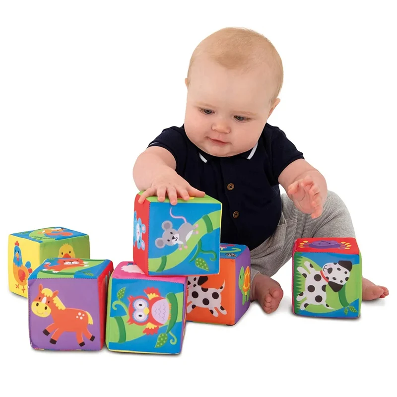 Bloques de construcción de tela para bebé, juguetes de cubos