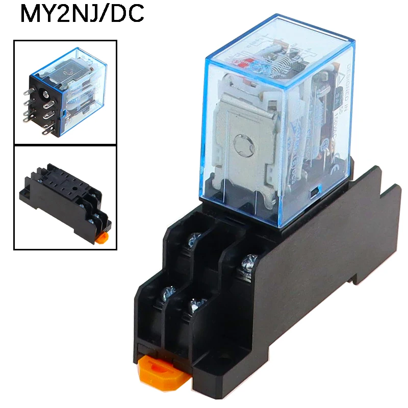 

MY2P HH52P MY2NJ Relay DPDT Micro Mini Electromagnetic Relay Switch with Socket Base DC 12V 24V 36V 48V 110V 220V