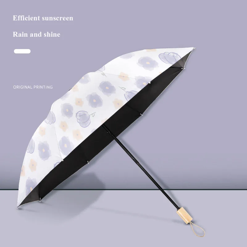 Umbrella Fully Automatic Sunshade Umbrella for Rain and Rain Dual Use Black Rubber Sunscreen and UV Protection Folding