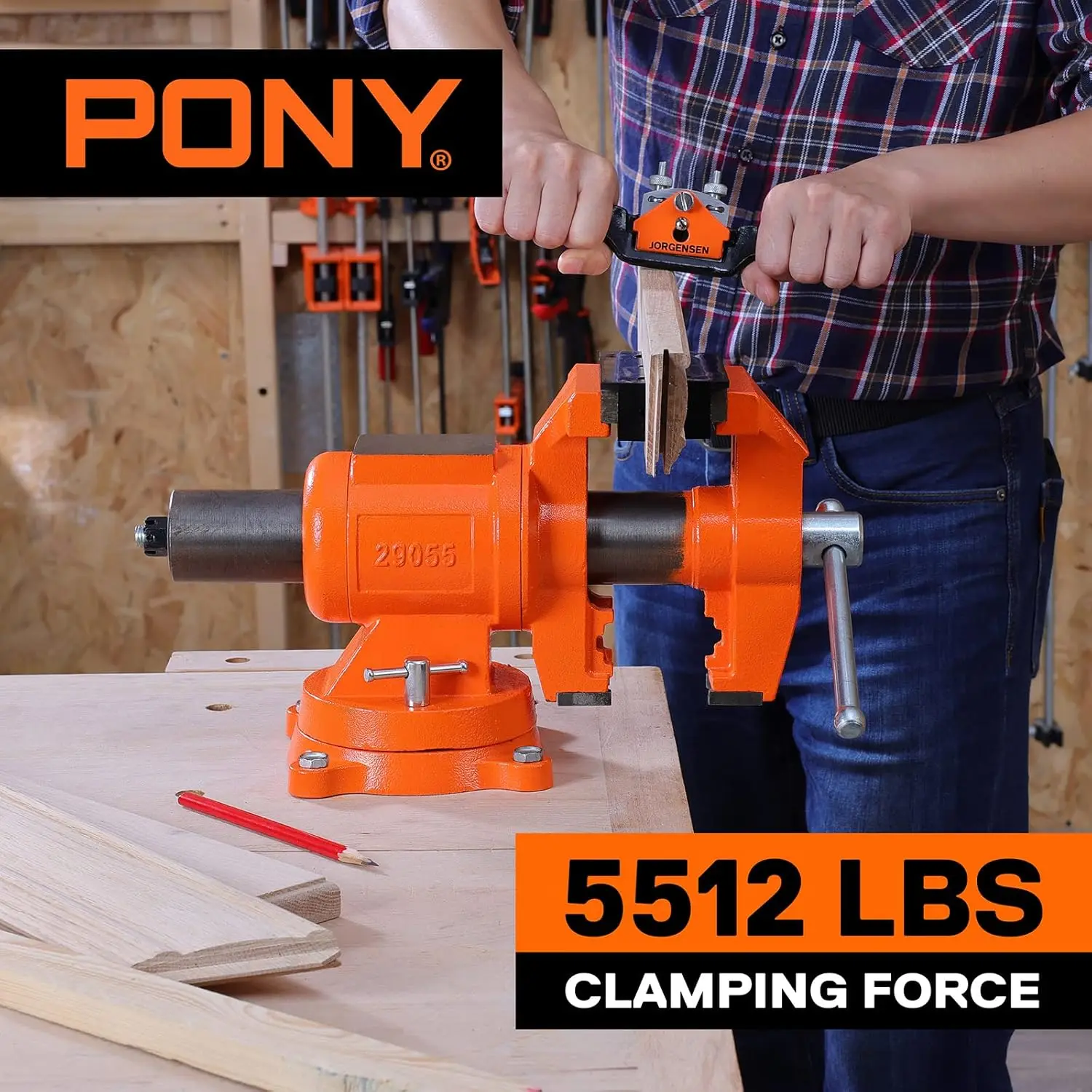 Heavy Duty Bench Vise 5-inch Jaw Width 5-inch Jaw Opening 360-Degree Swivel Base with Anvil Utility Combination Pipe Home Vise 2