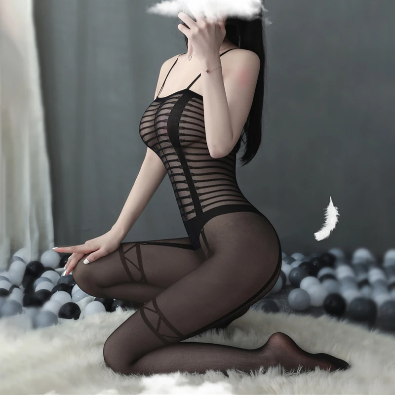

Sexy Erotic Lingerie Stockings Women Open Crotch Mesh Sexy Hose Tight High Pantyhose Party Club Black Stockings New Bodysuit