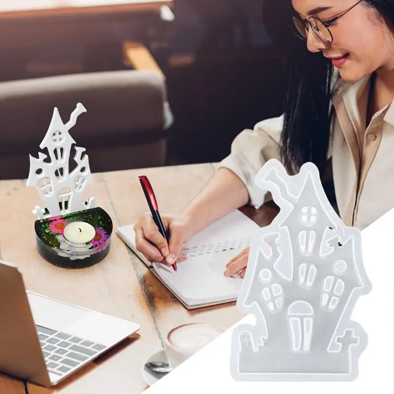 Christmas Series Candle Holder Silicone Mold DIY handmade 3D Gypsum Crafts Tea Light Candlestick Ornament Resin Mould Home Decor