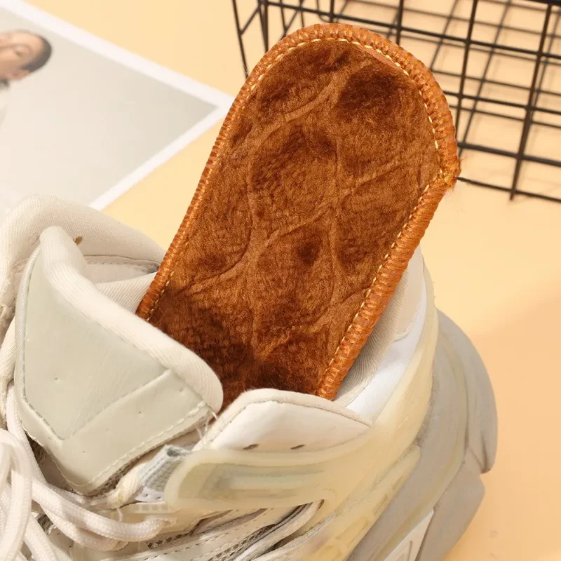 1-3pairs Alpaca Wool Winter Warm Insoles Men Plush Thermal Comfortable Breathable Sweat Absorption Thick Cotton Embossed Insole