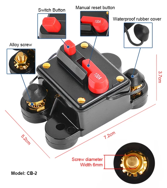 Fusibile Riarmabile 12V 150A | Interruttore CC Manuale | Per Auto, Barche, Camper | Protezione Da Sovracorrente