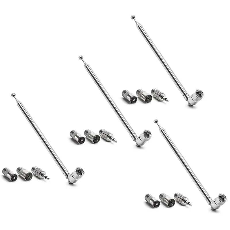 B27B 4X 로드 안테나 3.5Mm 어댑터 FM 라디오 안테나 교체 텔레스코픽 나사 F 유형 남성 플러그 커넥터 AV 스테레오 수신기