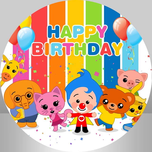 Cute Cartoon Plim Plim Round Backdrops Kids Boys 1st Birthday Party Circle  Backgrounds Customized Photo Studio - AliExpress