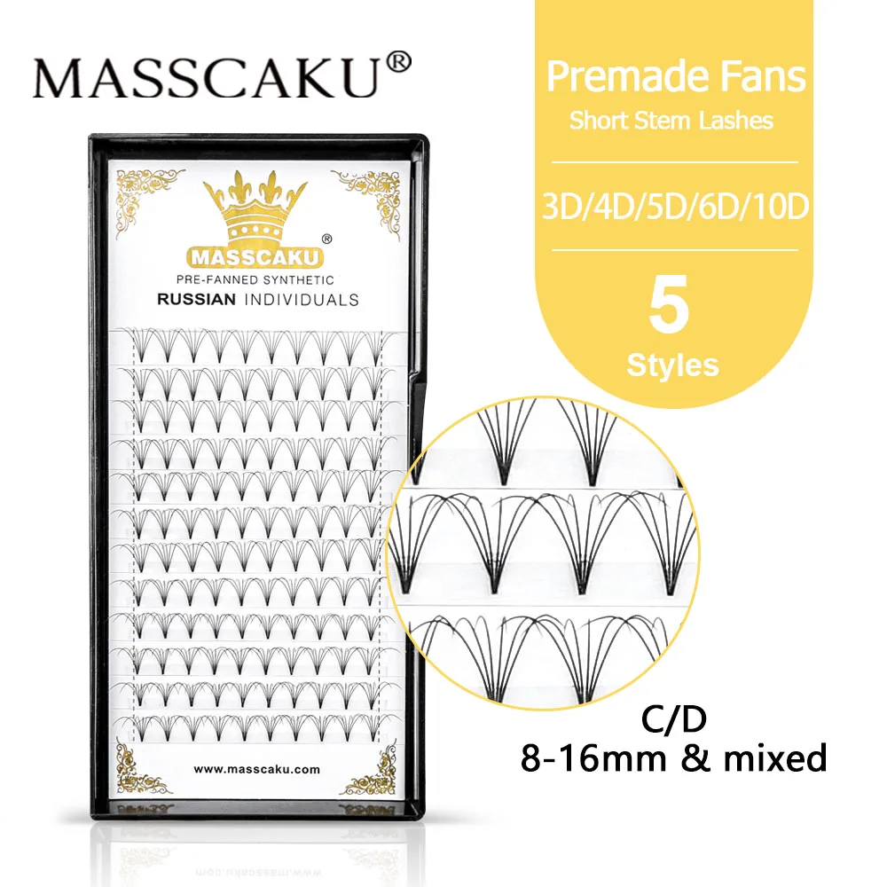 

Wholesale Short Stem Premade Fans Russian Volume Lashes 12 Lines Super Soft Comfortable Mink Stable Curl Individual Eyelashes