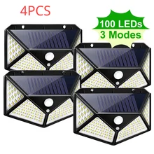 

100 LED Solar Light Outdoor Solar Lamp Powered Sunlight Waterproof PIR Motion Sensor Street Light for Garden Decoration