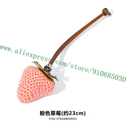 Charming Fruit Flower Leather Bag Charm Keyring Ornament (Pink strawberry)