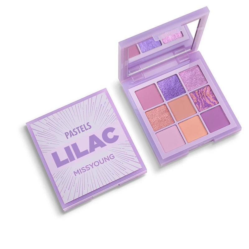 9 Colors Eyeshadow Tray Longlasting High-Shimmer Pearly Eye Makeup Matte Glitter Mystery Purple High Pigment Eyeshadow Palette 6