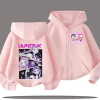 K-pop Demon Hunters Hooded Coat for Child Anime Huntrix Rumi Zoey Cartoon Fashion Zip Jacket Boy Girl Cute Top Kids Clothes Gift