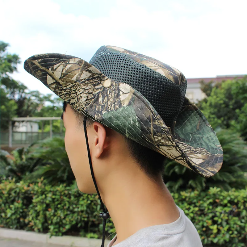 

Mountaineering Camouflage Hat Summer Sunshade Net Hat Fisherman Hat Outdoor Polyester Cotton Breathable Camping Equipment Gift