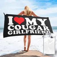 I Love My Hot Cougar Girlfriend Beach Towel Soft Microfiber Quick Dry Absorbent Quick Towels For Pool 1