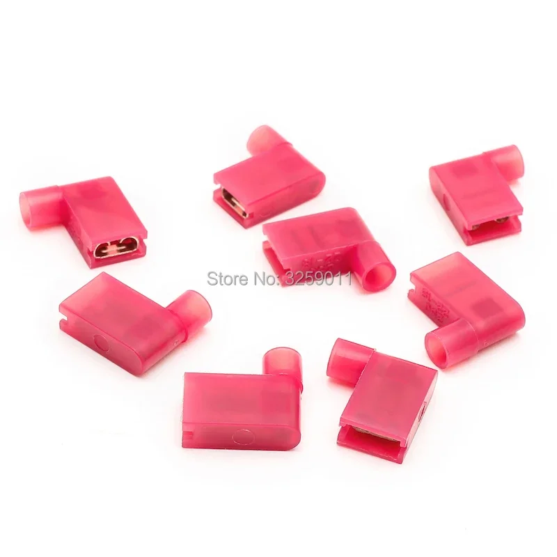 

500PCS Crimp Terminals FLDNY1.25-250 Nylon Flag Female Terminal insulated flag 6.3 plug Right Angle Terminals wire connector