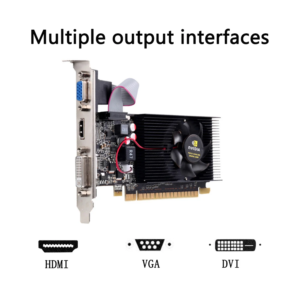 GT610 Graphics Card 1GB GDDR3 64Bit Memory Gaming Video Card  For NVIDIA GeForce PCIE PCI-Express 2.0 VGA DVI Interface GT 610 external graphics card for pc