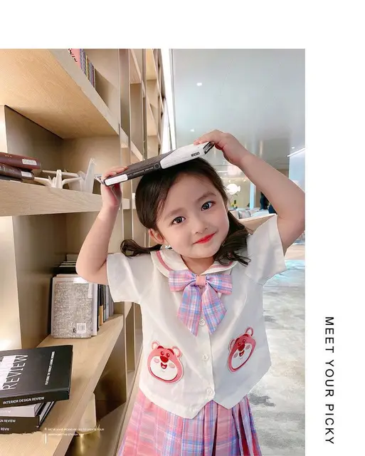 Conjunto de roupas Kawaii Lotus infantil, uniforme Jk, estilo preppy,  camisa de manga curta, saia plissada, presente conjunto de duas peças,  verão - AliExpress