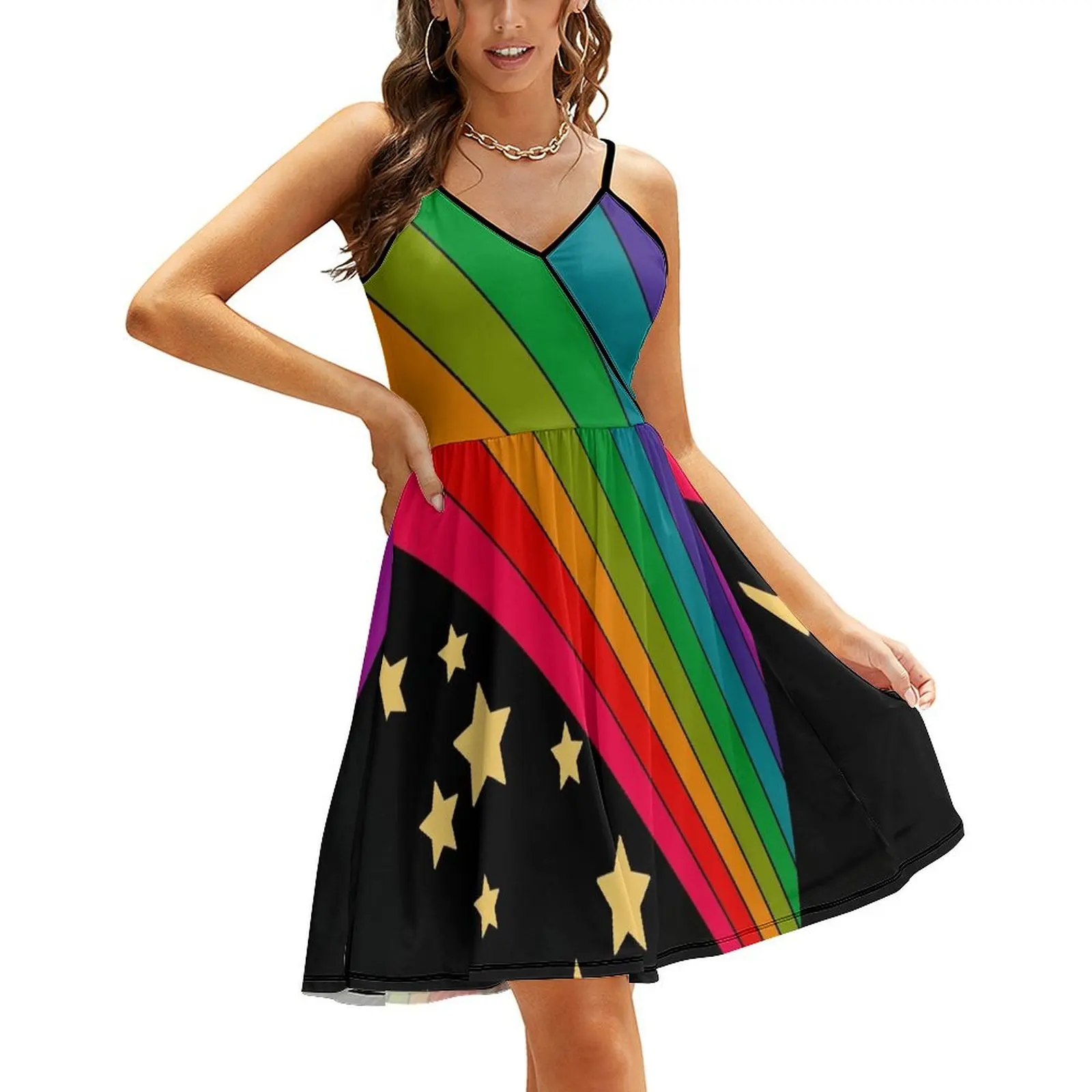 

Stars and rainbow Sling Dress sensual sexy dress for women women evening dress wedding dresses for woman