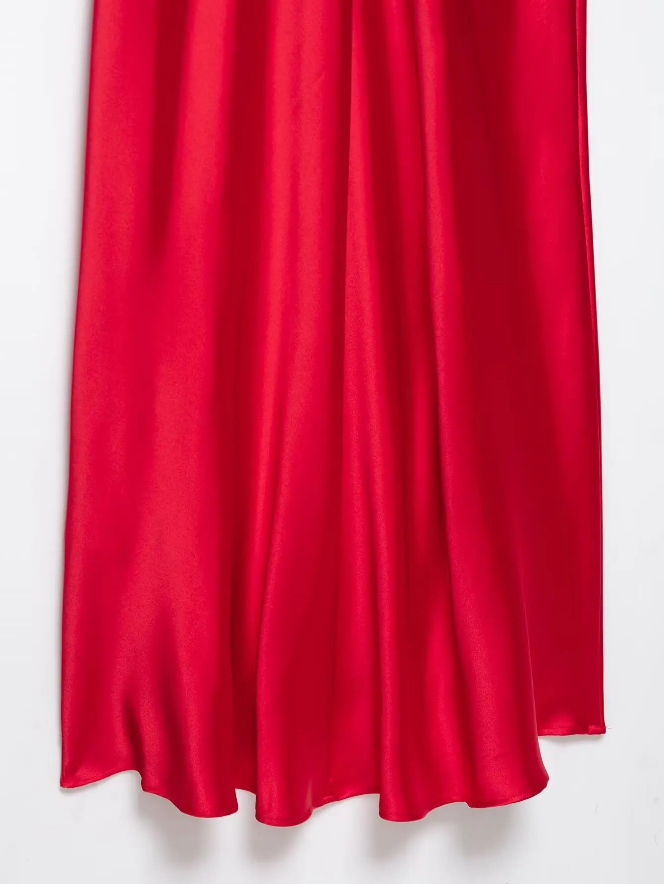 KONDALA Sexy schickes rotes Satin-Damenkleid mit V-Ausschnitt, Cami, langes Partykleid, Damenmode, 2025, Sommerurlaub, Strand, Y2K-Mädchenkleid – Detail 10
