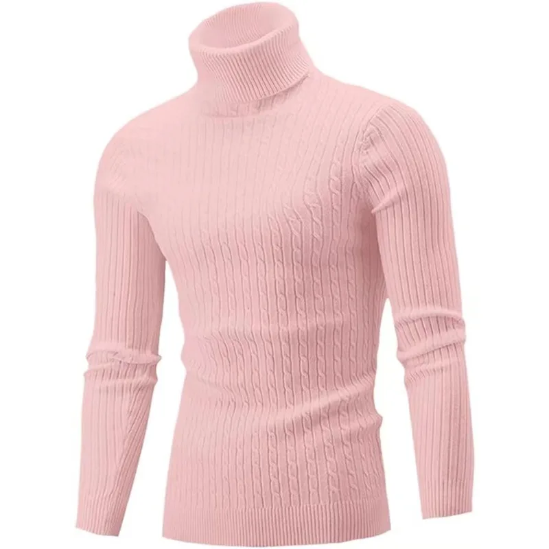 

Multi Color Men's Turtleneck Sweater Winter Casual Men's Knitted Sweater Keep Warm Fitness Men High Collar Pullovers