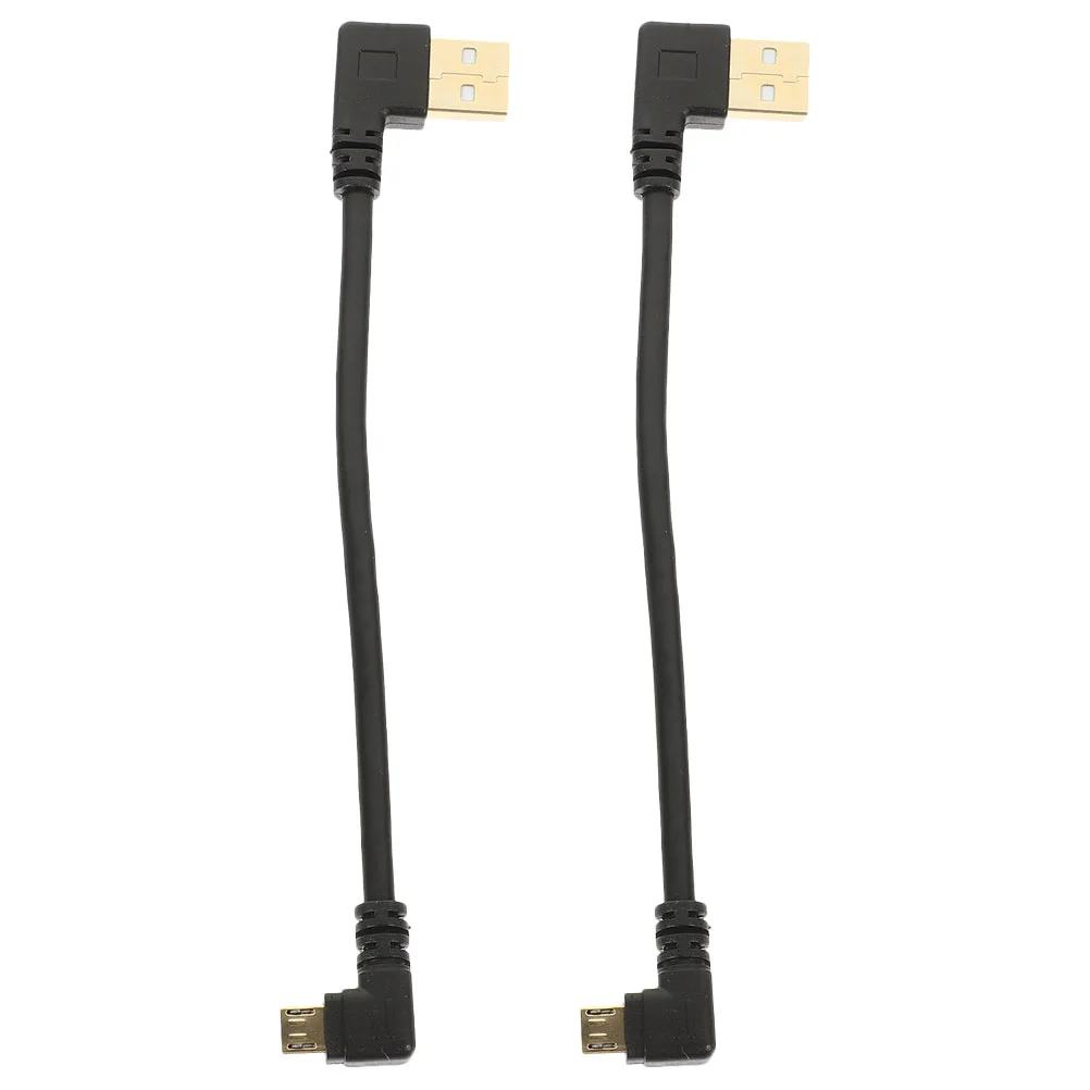 

2 Pcs Micro USB Cable Adapter Data Sync Corner Short Gold Plated Zinc Alloy Angled Charging
