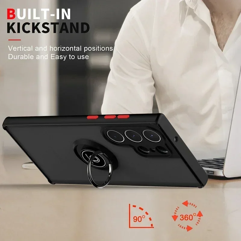 Magnetic Ring Matte Protective Phone Case Cover