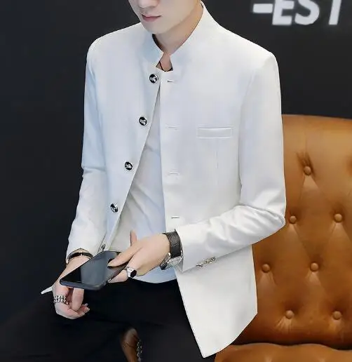 

Мужской блейзер с воротником-стойкой и длинным рукавом, на пуговицах