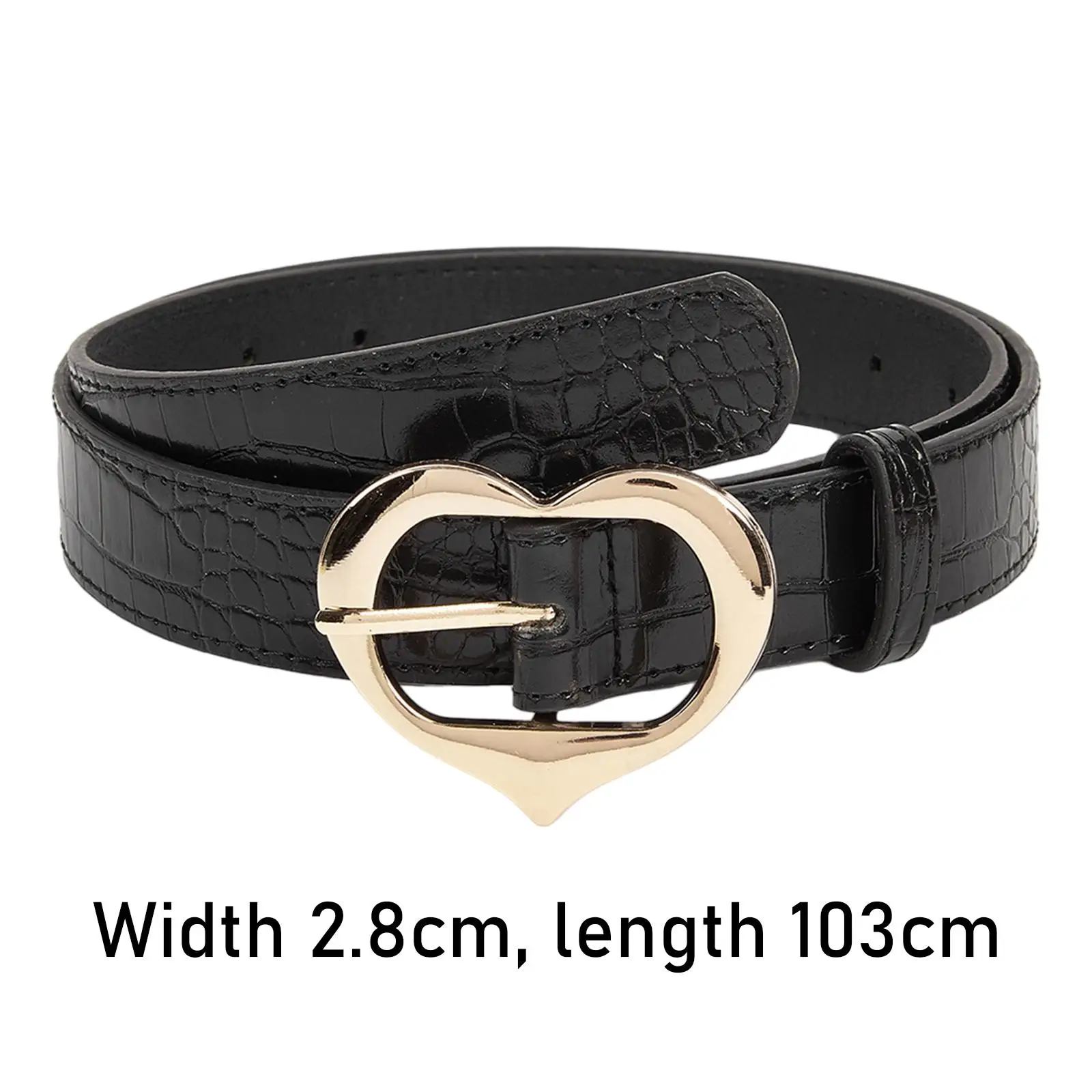 Women Belt Heart Buckle Decorative Belt for Dress Shorts Costume Accessories