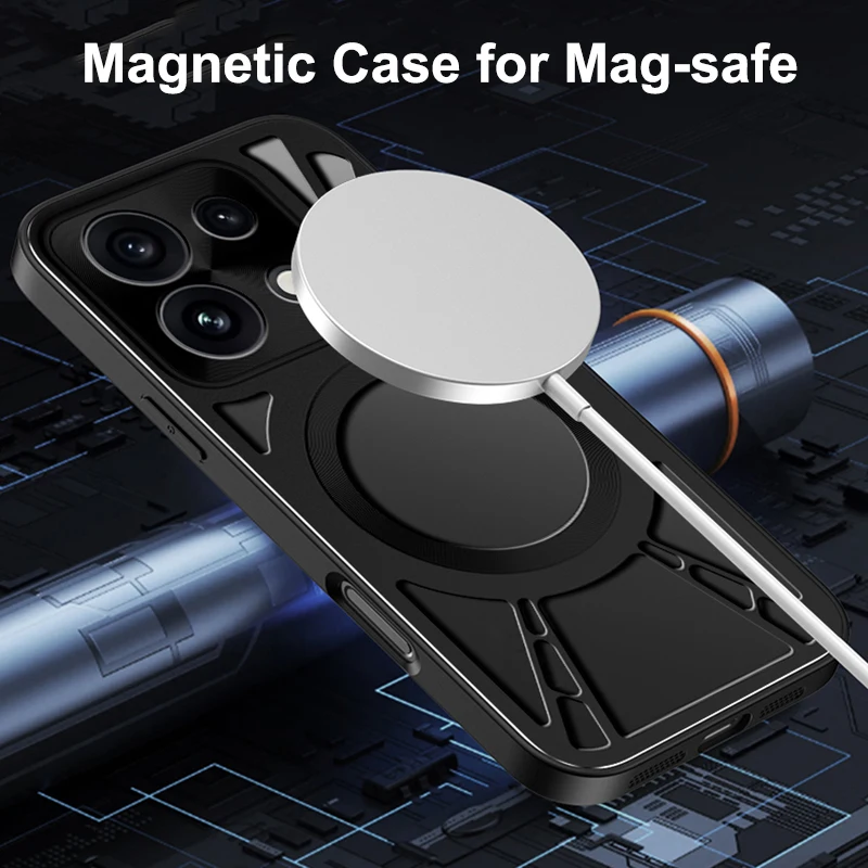 Magnetic Metal Heat-Dissipating Case with Full Camera Protection and Mag-Safe Compatibility