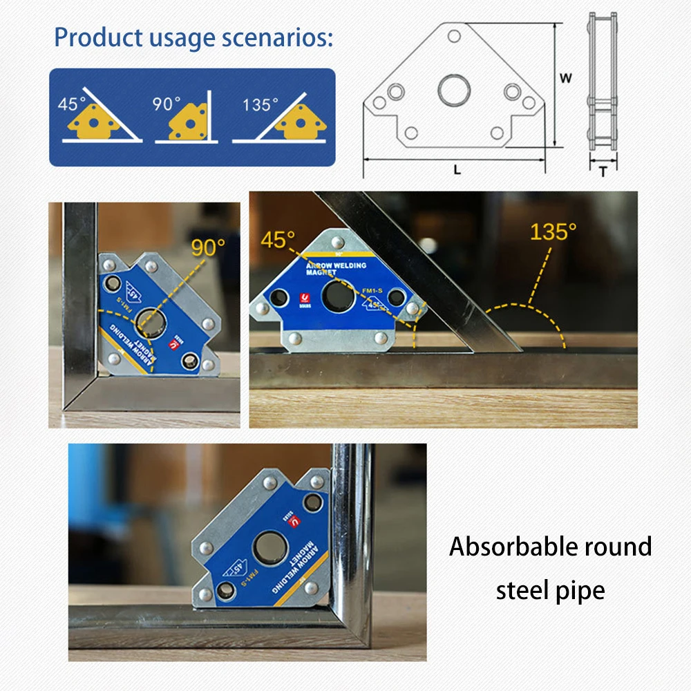 2 pz 25KG supporti per saldatura magnetica saldatura ad angolo magnete a freccia posizionatore per saldatura posizionatore in Ferrite che tiene strumenti di localizzazione ausiliaria