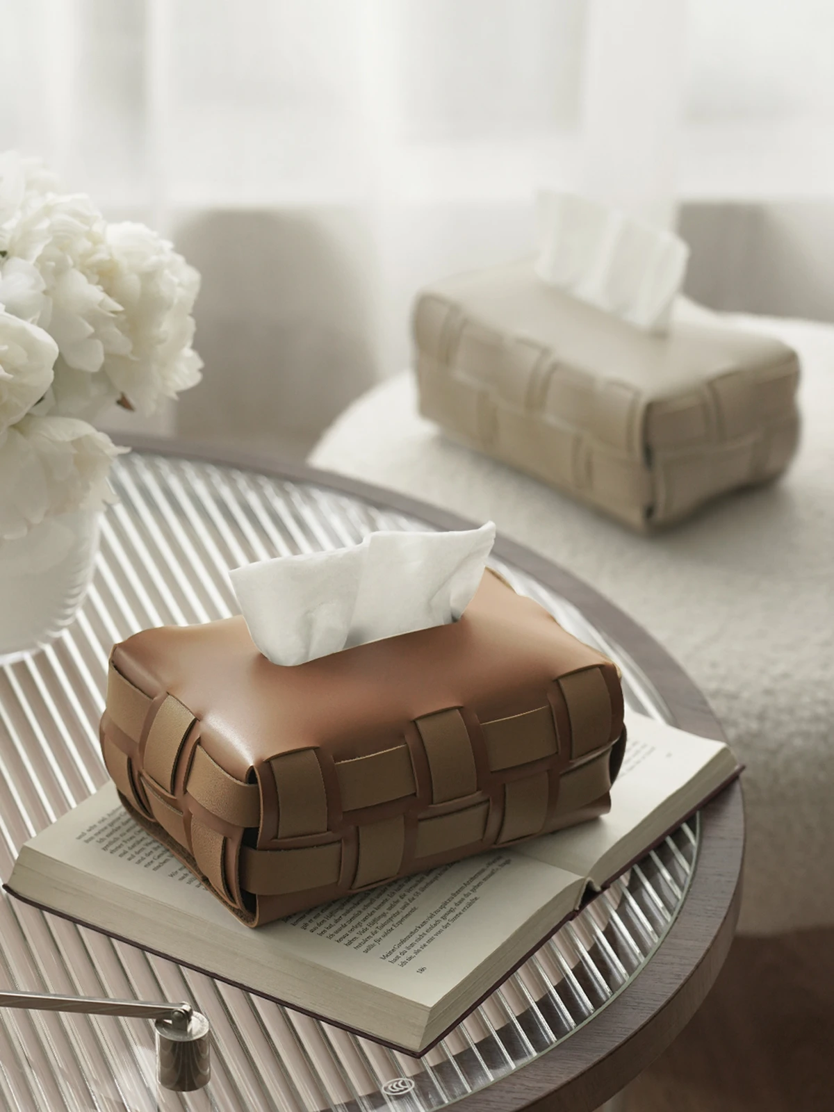 

LamomeDeco high-grade woven tissue box luxury dining table, living room, paper box, household high-grade wiping paper box.