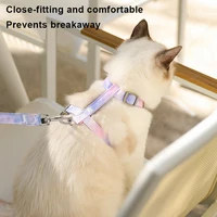 Cat Harness and Leash Set Adjustable Escape Proof Pet Harness for Kitten Outdoor Walking Cat Collar Lead Leash Pet Supplies 2