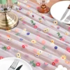Embroidery Daisy Spring Summer Table Runner Florals Seasonal Easter Tulle Table Runner Holiday Kitchen Dining Table Decoration 5