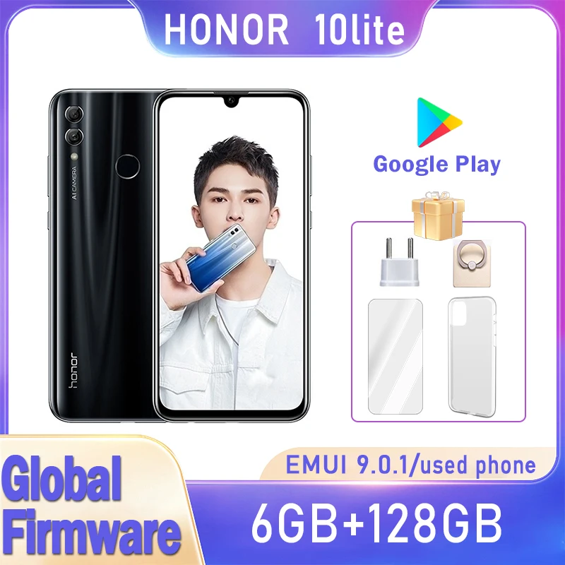 HONOR 10 Lite smartphone Global firmware 6.21-inch battery 3400mAh CPU HiSilicon Qilin 710 EMUI 9.0.1 used phone